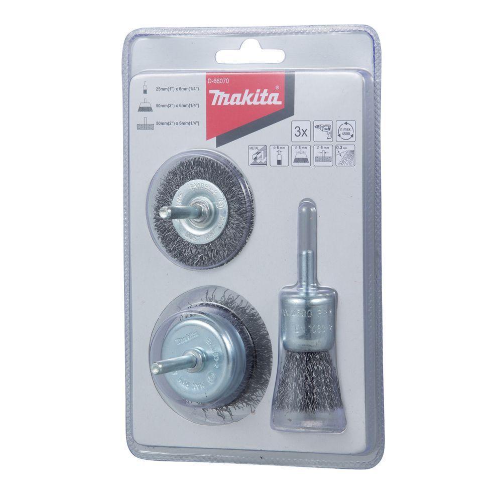 Jogo De Escovas Aço Com Haste 3 Peças Makita D-66070 - 2
