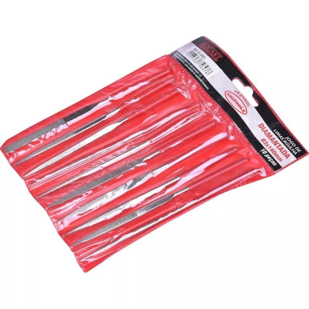 Jogo Lima Agulha Diamantada 10 Pecas 140mm Rocast 810001 - 2