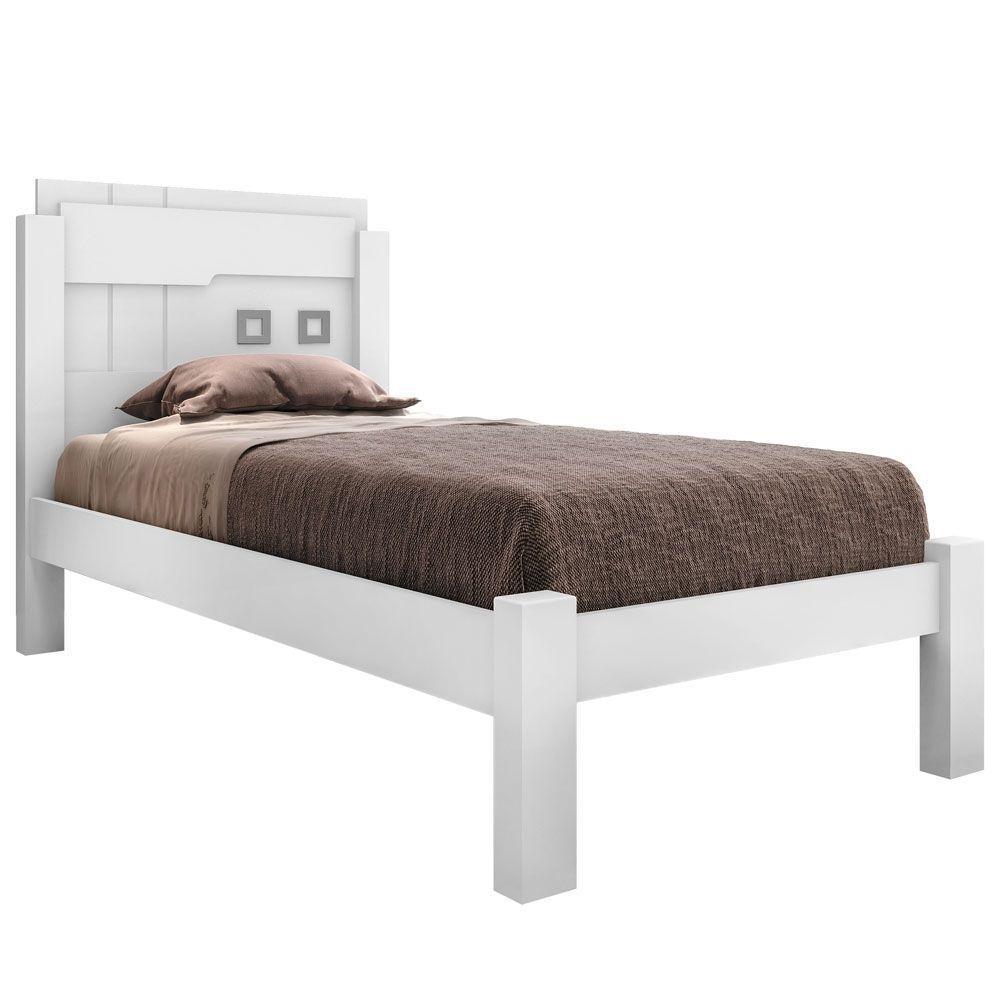Cama Solteiro Letícia Branco Com Colchão - 1