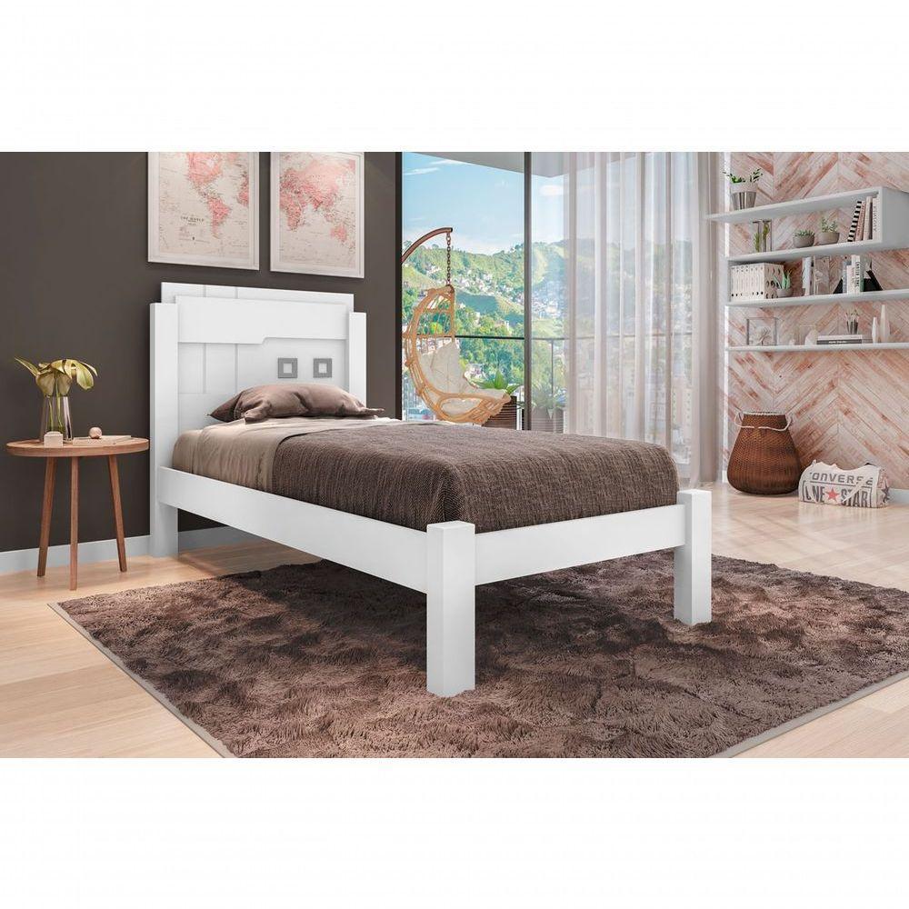 Cama Solteiro Letícia Branco Com Colchão - 2