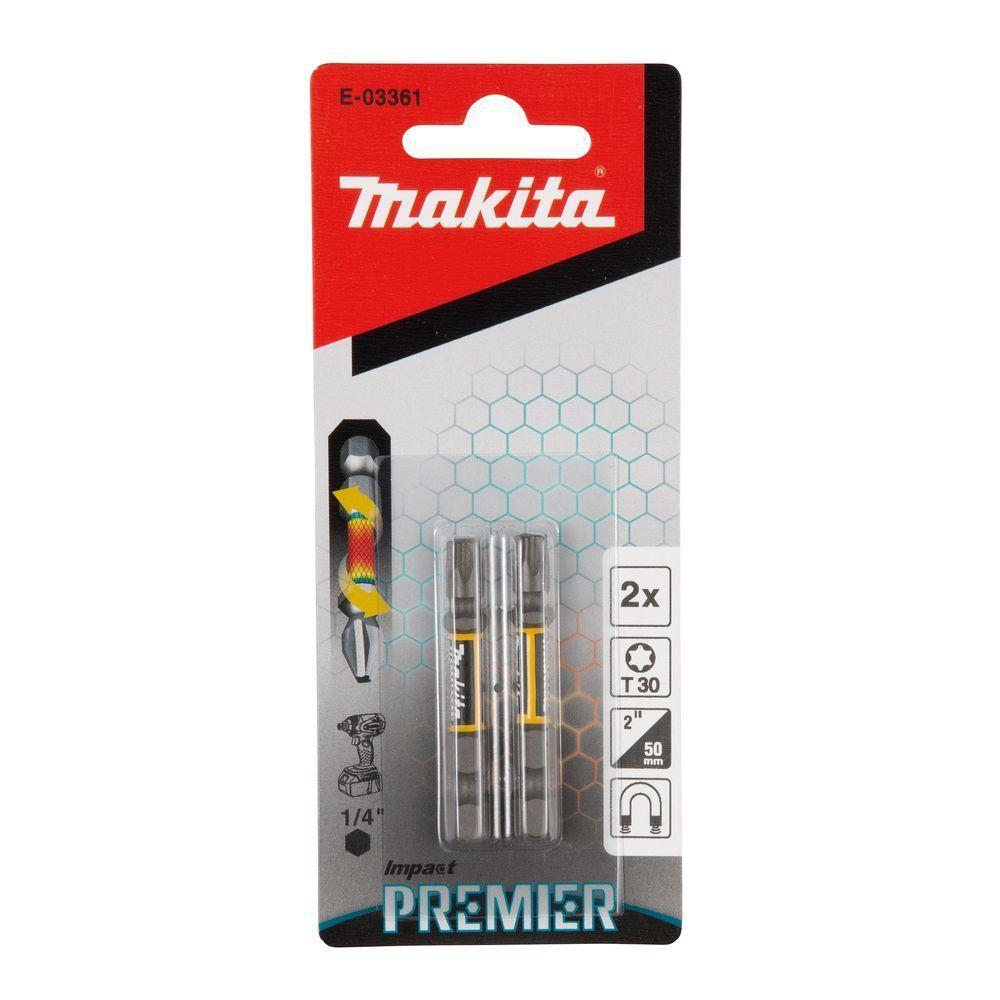Ponta Bit Torx T30 1-4x50mm Impact Premier 2 Peças Makita E-03361 - 2