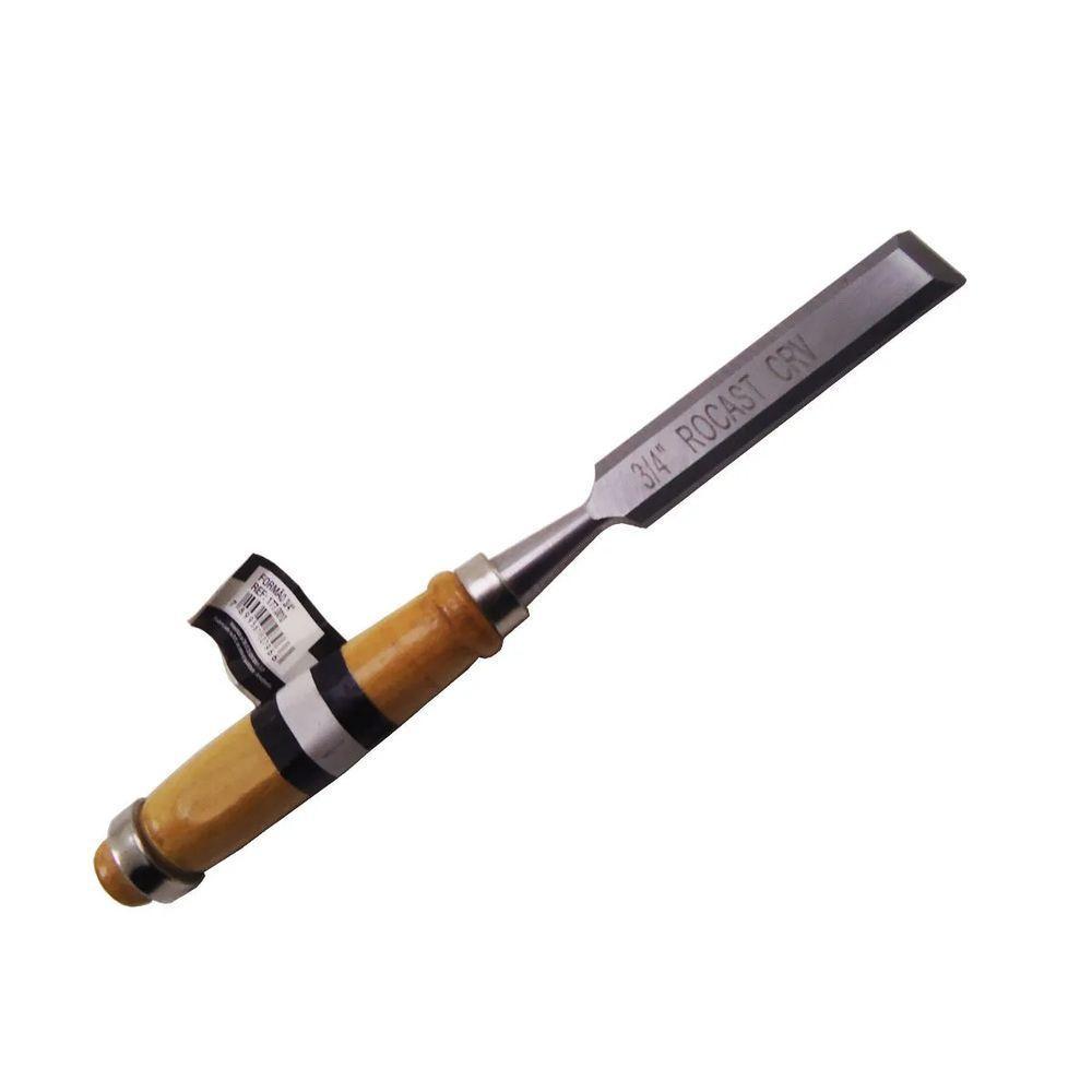 Formão Chanfrado 19mm 3-4 Com Cabo De Madeira Rocast - 1