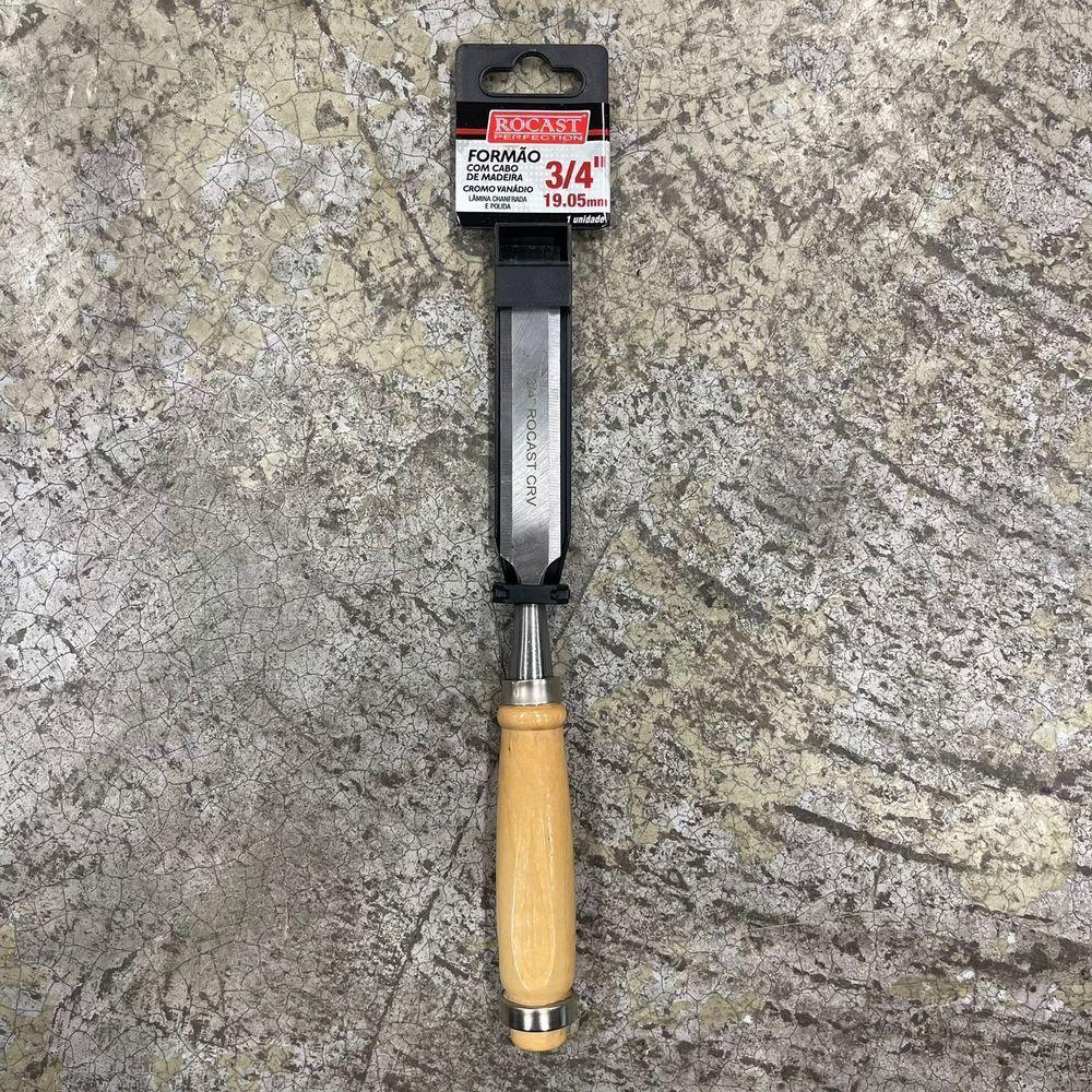 Formão Chanfrado 19mm 3-4 Com Cabo De Madeira Rocast - 3