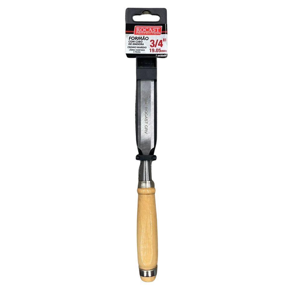 Formão Chanfrado 19mm 3-4 Com Cabo De Madeira Rocast - 4