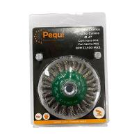 Escova Cônica Aço Inox Trançado 100mm Rosca M14 - 1