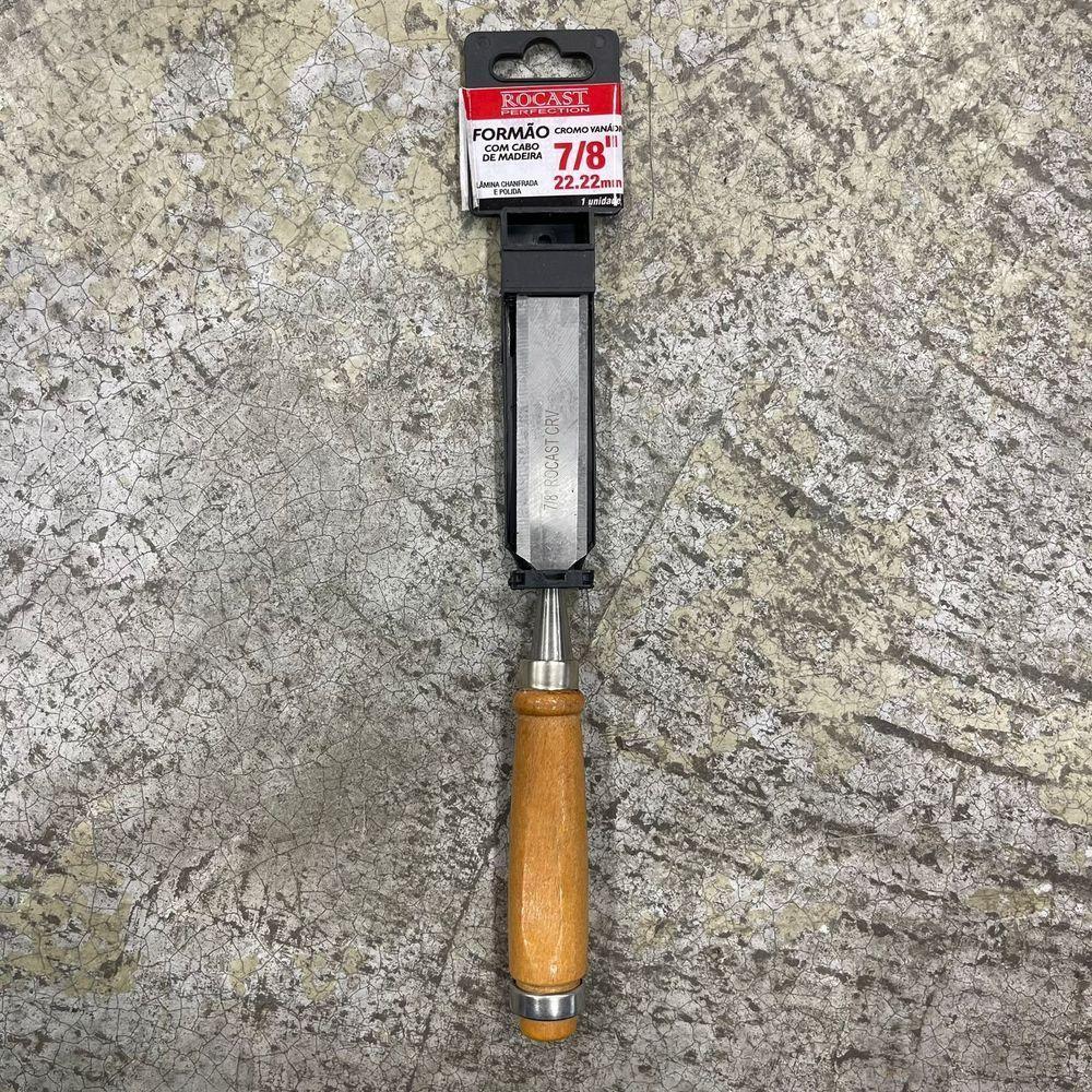 Formão Chanfrado 22mm 7-8 Com Cabo De Madeira Rocast - 3