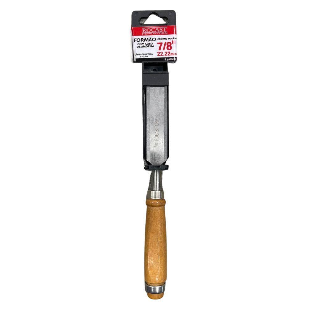 Formão Chanfrado 22mm 7-8 Com Cabo De Madeira Rocast - 4
