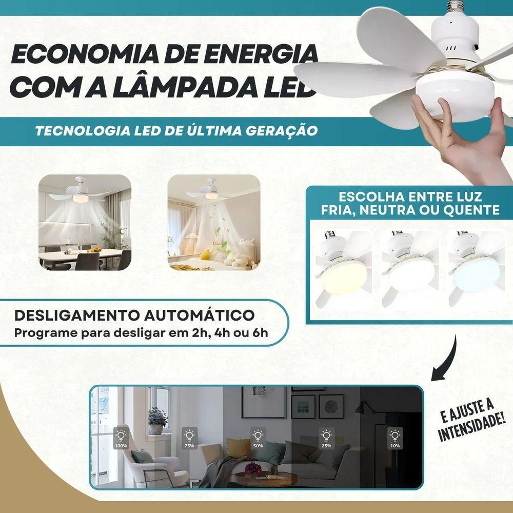 Lâmpada Led Com Ventilador De Teto Controle 80w E27 Bivolt - 3
