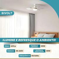 Lâmpada Led Com Ventilador De Teto Controle 80w E27 Bivolt - 2