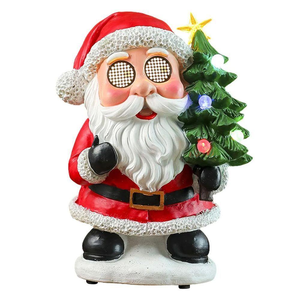 Papai Noel Arvore Natal Mexe Olhos Musica Som Led Enfeite Iluminado Natalino Mesa Estante Festa Hall Entrada Fim De Ano - 4