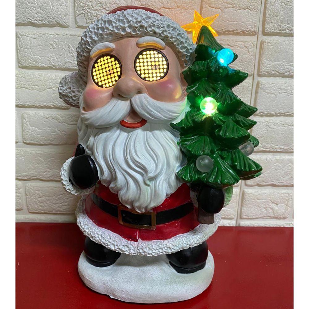 Papai Noel Arvore Natal Mexe Olhos Musica Som Led Enfeite Iluminado Natalino Mesa Estante Festa Hall Entrada Fim De Ano - 7