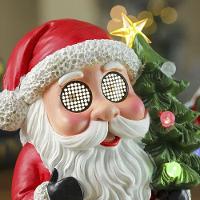 Papai Noel Arvore Natal Mexe Olhos Musica Som Led Enfeite Iluminado Natalino Mesa Estante Festa Hall Entrada Fim De Ano - 8