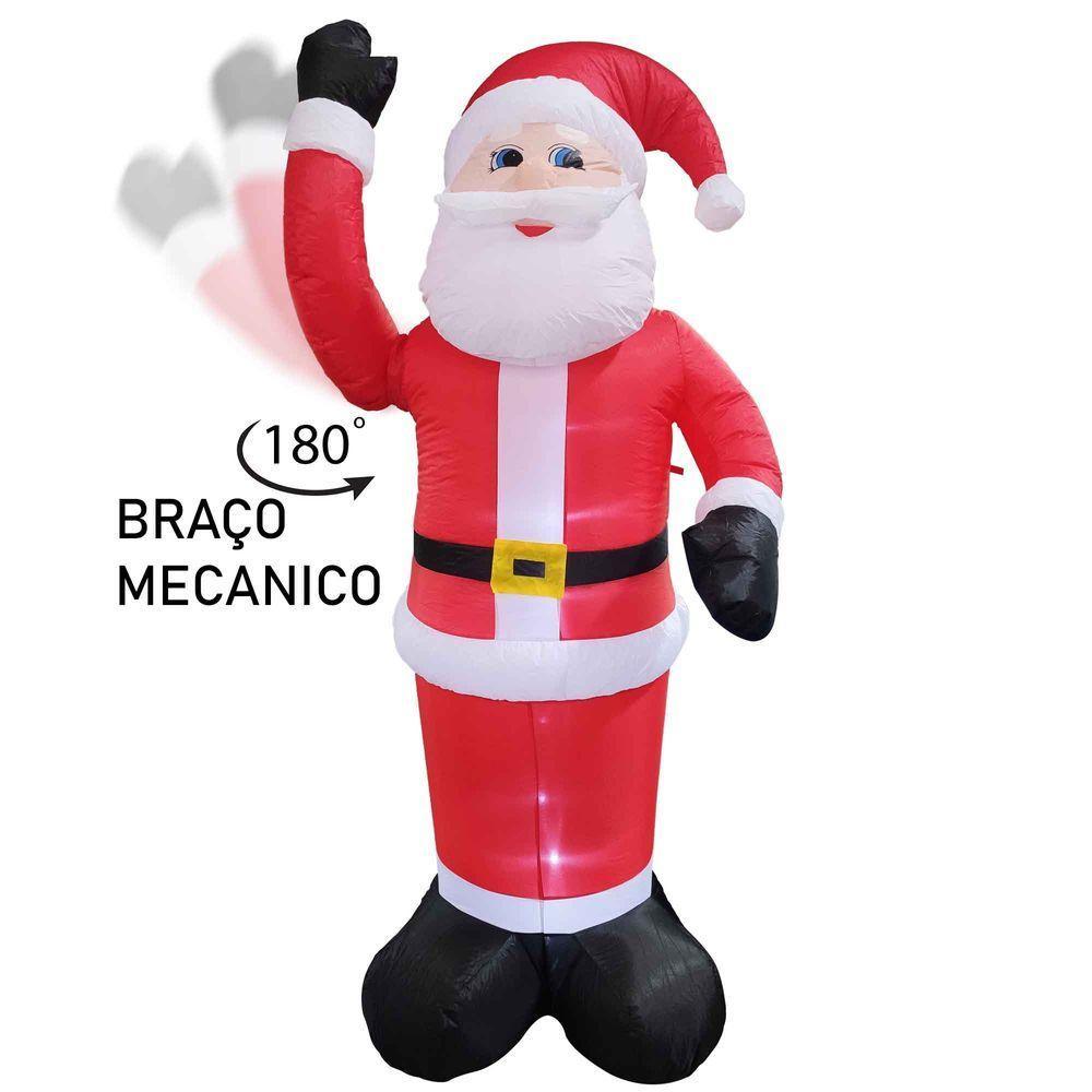 Papai Noel Inflável Elétrico Natal Com Braço Mecanico Festas Fim De Ano Gigante Led Luz Decoração Natalino - 3