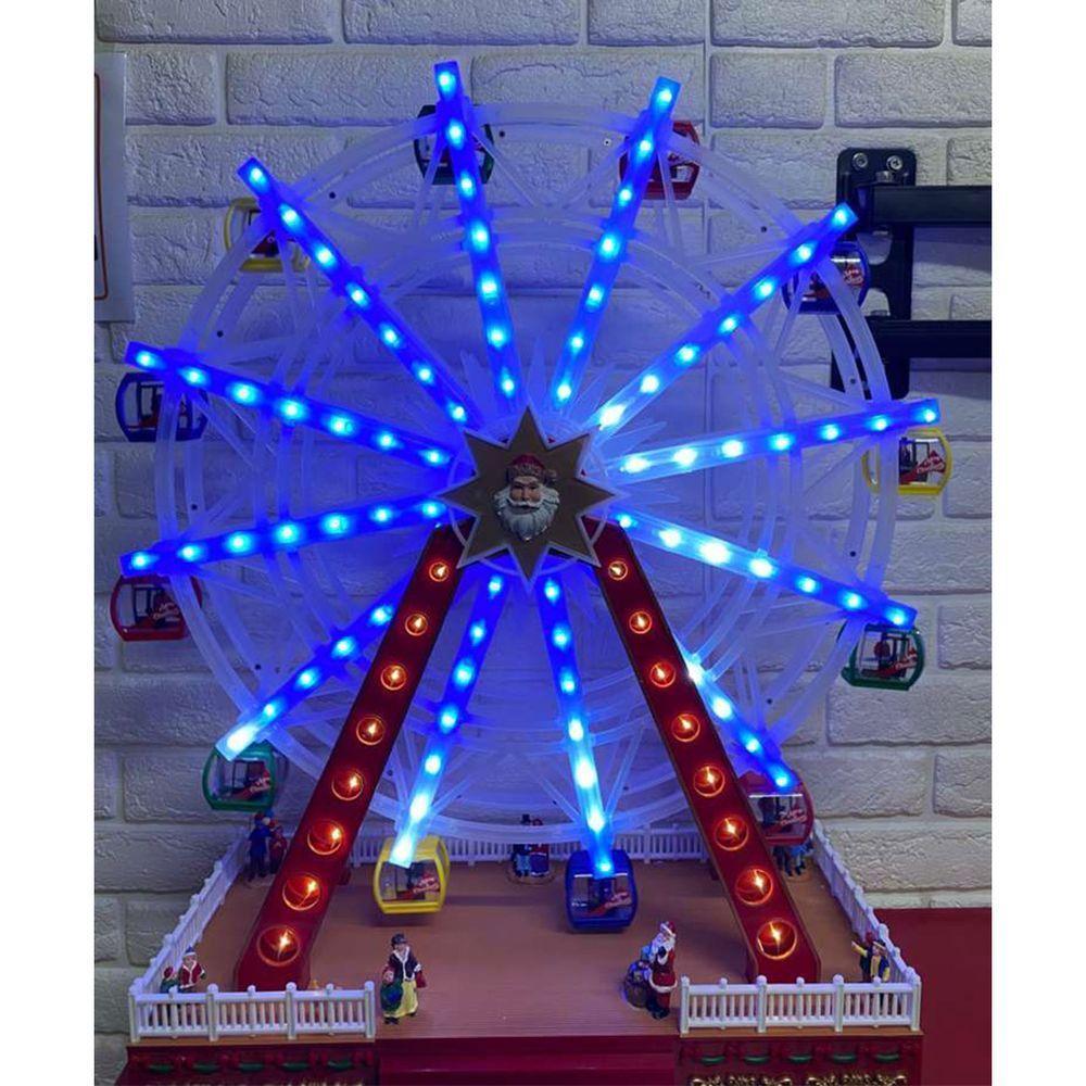 Roda Gigante Natalino Natal Papai Noel Enfeite Led Giratorio Musical Shopping Loja Vitrine Casa Evento Festa Fim De Ano - 3