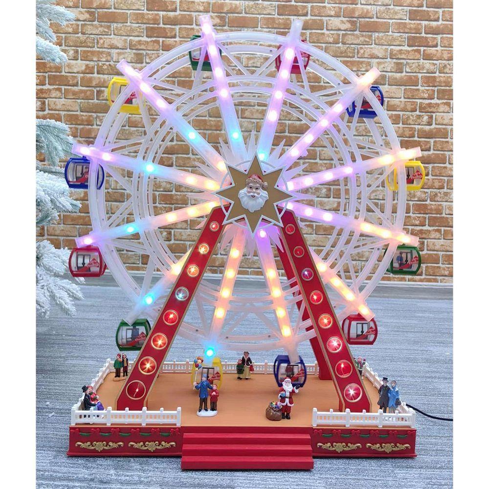 Roda Gigante Natalino Natal Papai Noel Enfeite Led Giratorio Musical Shopping Loja Vitrine Casa Evento Festa Fim De Ano - 8