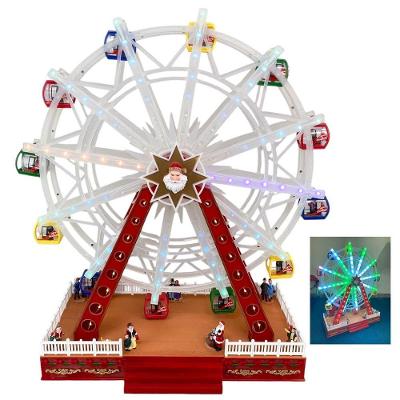 Roda Gigante Natalino Natal Papai Noel Enfeite Led Giratorio Musical Shopping Loja Vitrine Casa Evento Festa Fim De Ano