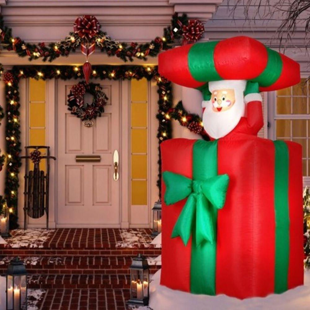 Caixa De Presente Natal Papai Noel Inflavel Grande Abre E Fecha Iluminaçao Led Decoraçao Fim De Ano Comemoraçao Festa - 2