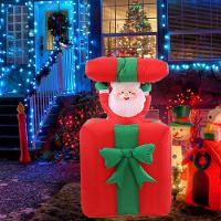 Caixa De Presente Natal Papai Noel Inflavel Grande Abre E Fecha Iluminaçao Led Decoraçao Fim De Ano Comemoraçao Festa - 5