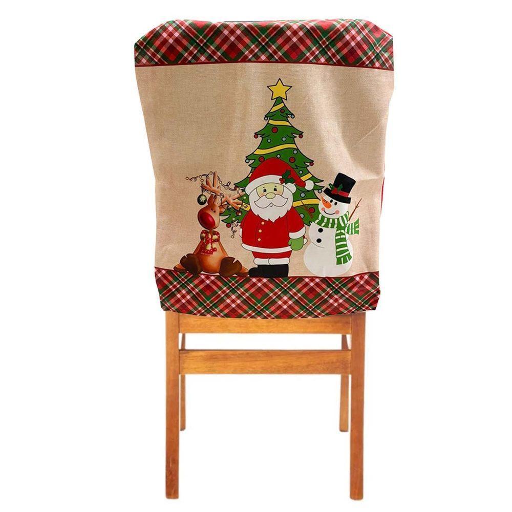 Capa De Cadeira Natal Natalina Kit 4 Uni Enfeite Encosto Mesa De Jantar Familia Reuniao Festa Fim De Ano Comemoraçao - 2