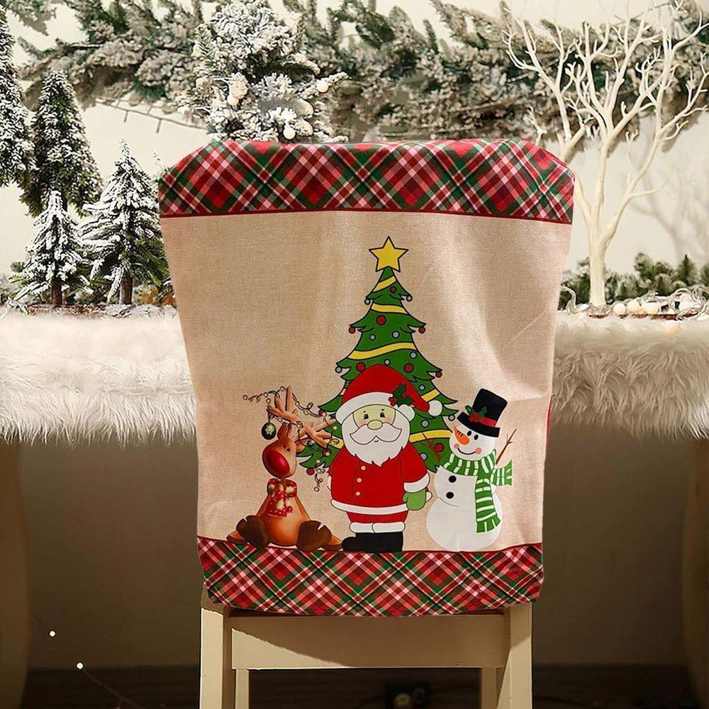 Capa De Cadeira Natal Natalina Kit 4 Uni Enfeite Encosto Mesa De Jantar Familia Reuniao Festa Fim De Ano Comemoraçao - 4