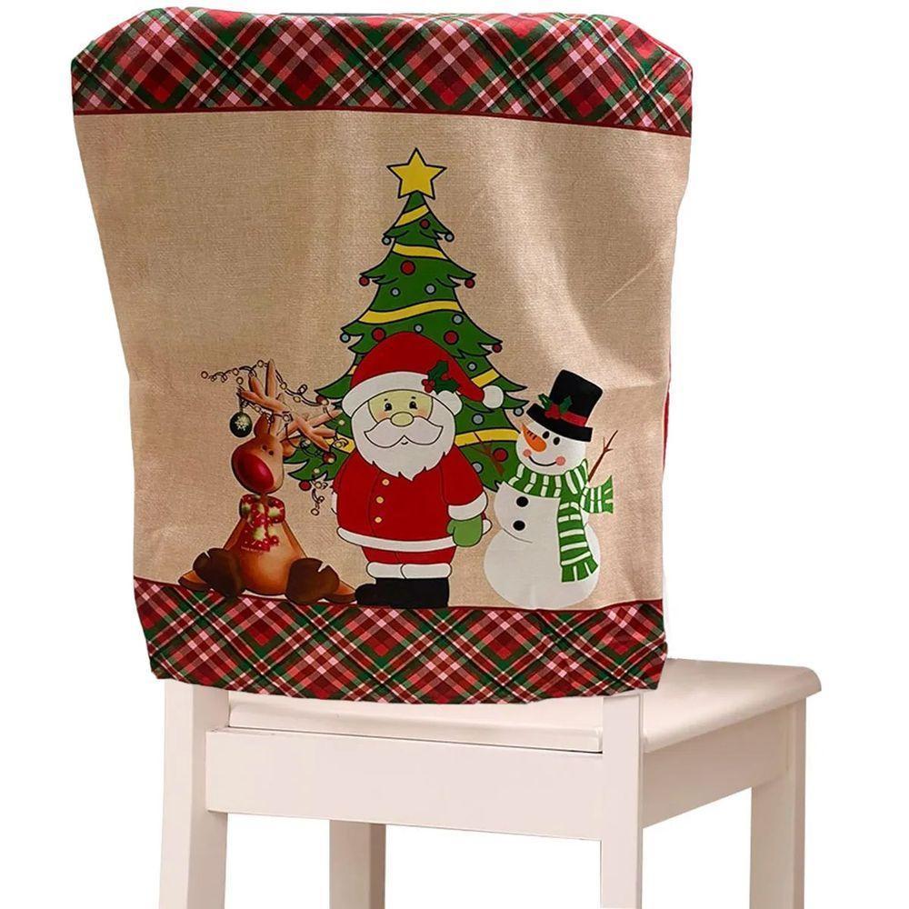 Capa De Cadeira Natal Natalina Kit 4 Uni Enfeite Encosto Mesa De Jantar Familia Reuniao Festa Fim De Ano Comemoraçao - 6