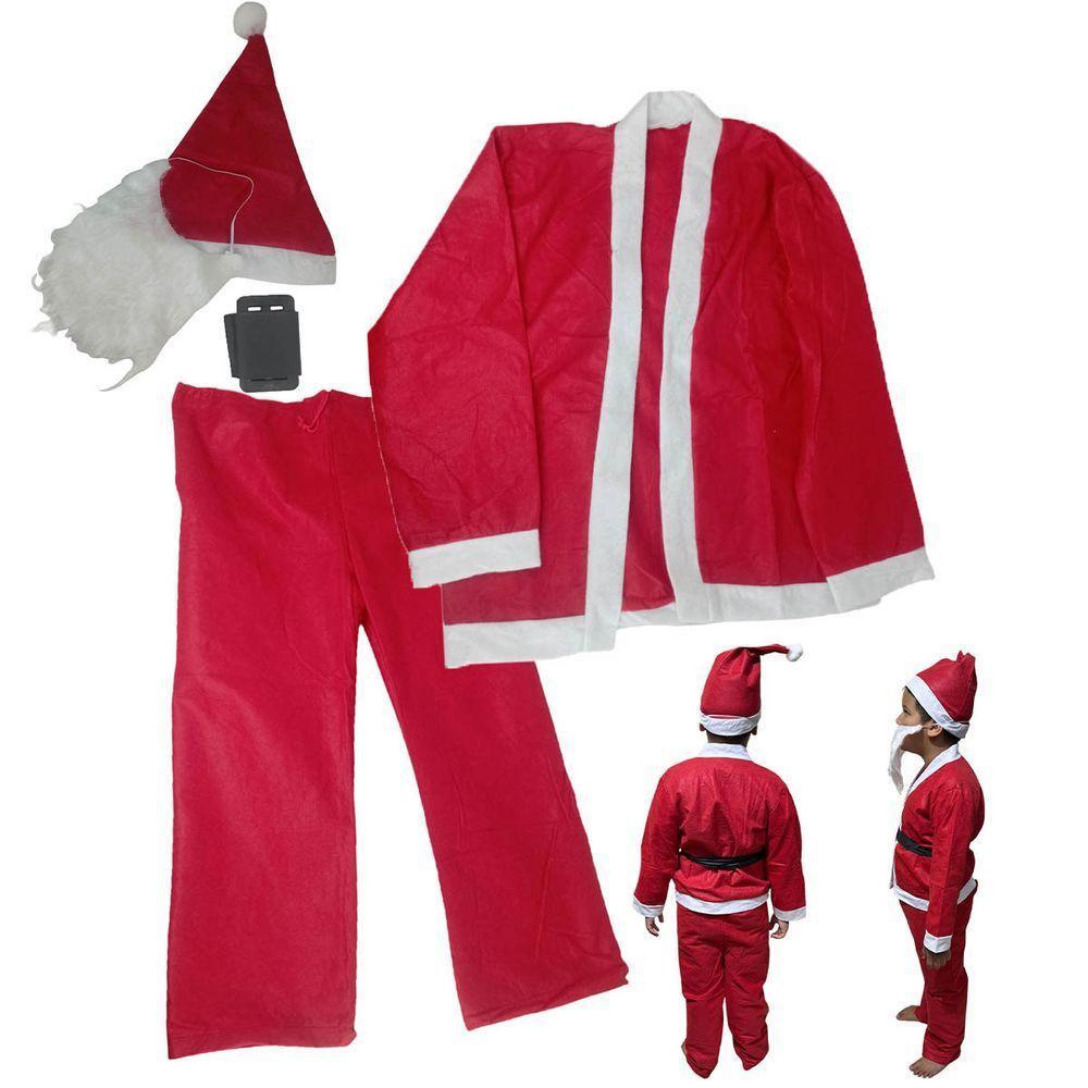 Roupa Papai Noel Infantil Fantasia Criança Completa Natal Natalino Festa Evento Comemoraçao Fim De Ano Gorro Barba - 1