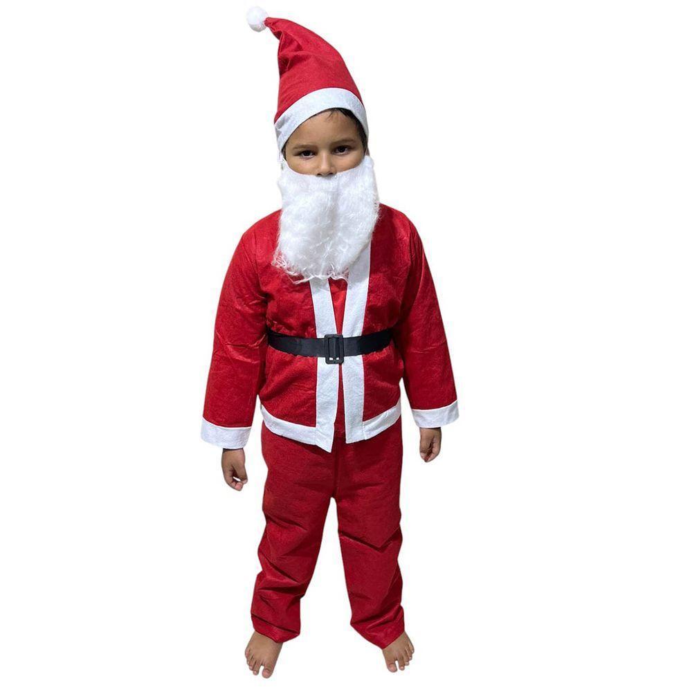 Roupa Papai Noel Infantil Fantasia Criança Completa Natal Natalino Festa Evento Comemoraçao Fim De Ano Gorro Barba - 9