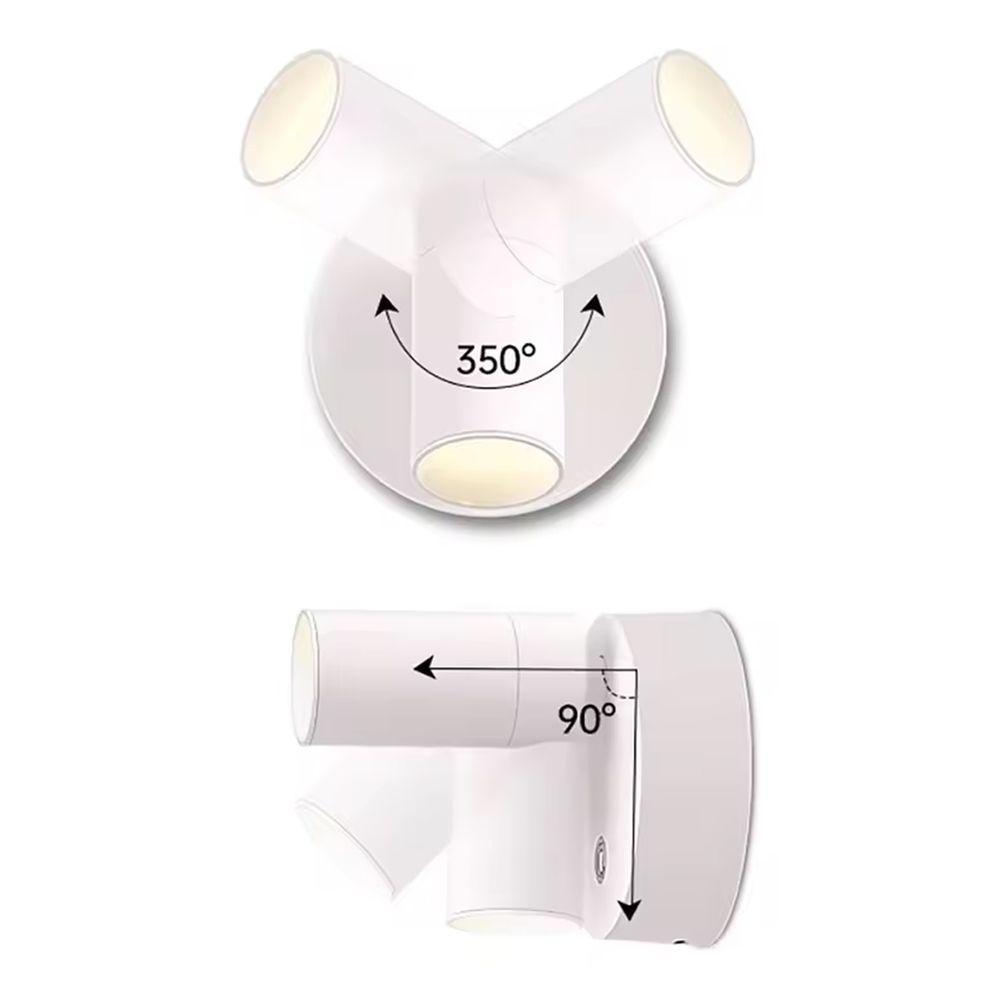 Luminaria Arandela 3 Tons Led Usb Bateria Recarregavel Sala Quarto Mesa Cabeceira Leitura Trabalho Estudo Iluminaçao - 2