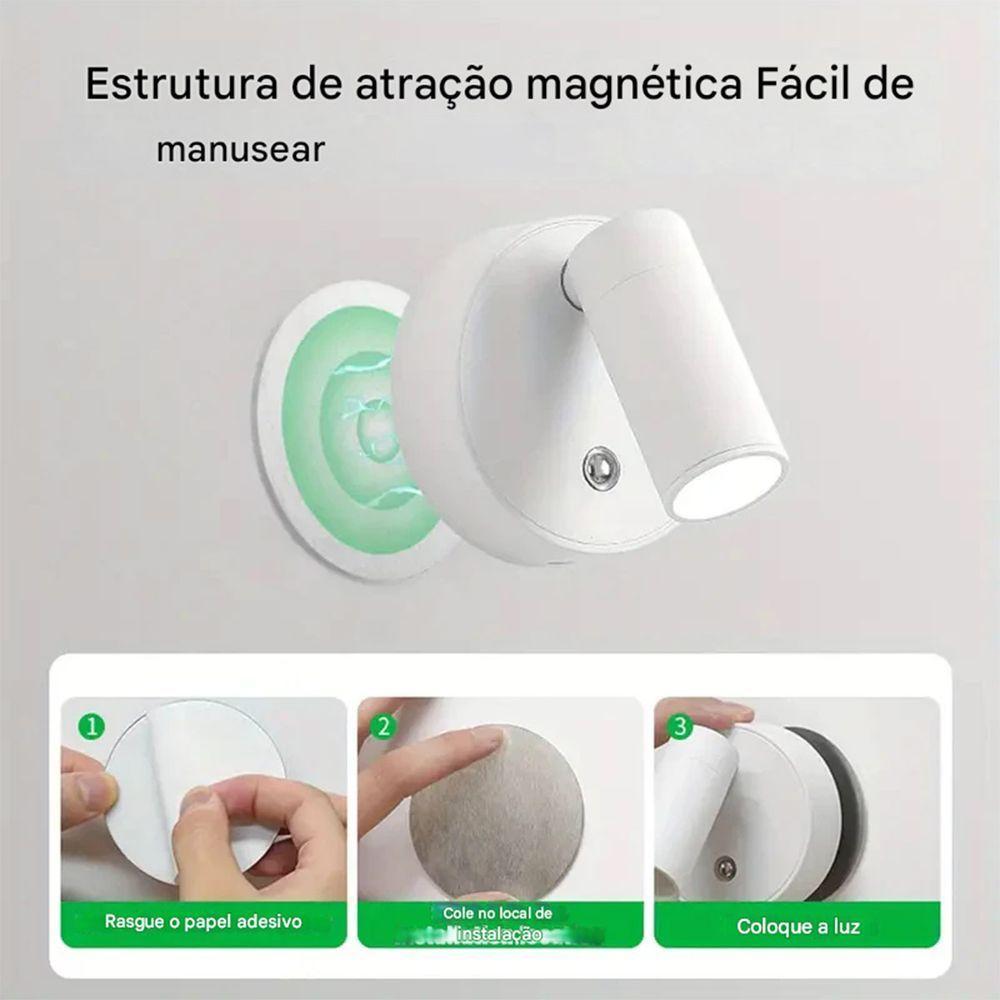 Luminaria Arandela 3 Tons Led Usb Bateria Recarregavel Sala Quarto Mesa Cabeceira Leitura Trabalho Estudo Iluminaçao - 5