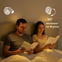 Luminaria Arandela 3 Tons Led Usb Bateria Recarregavel Sala Quarto Mesa Cabeceira Leitura Trabalho Estudo Iluminaçao