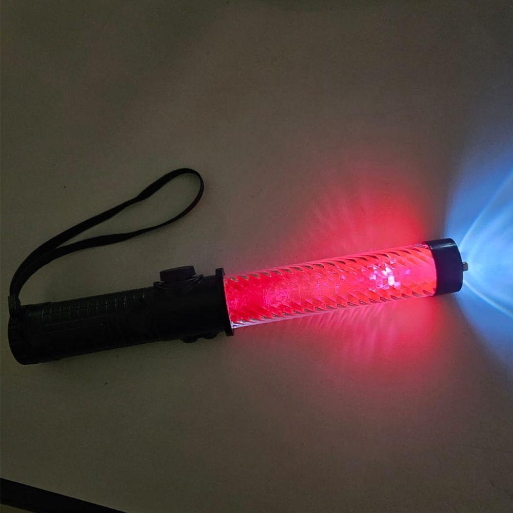 Bastao Led Sinalizador Apito Lanterna Recarregavel Transito Estacionamento Manobrista Frentista Sinalizaçao Segurança - 2