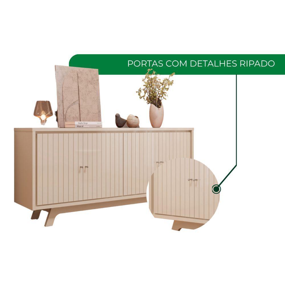 Buffet Aparador Bancada Soleil Moderno Para Sala 4 Portas Off White - 3