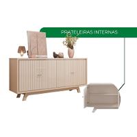 Buffet Aparador Bancada Soleil Moderno Para Sala 4 Portas Off White - 5