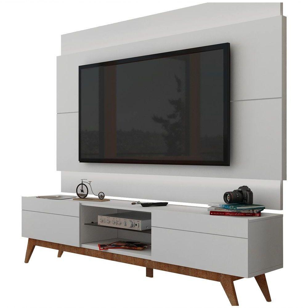 Rack Com Painel Para Tv 55 Polegadas Branco Classic 2g 1.8 Com Led - Imcal Móveis - 1
