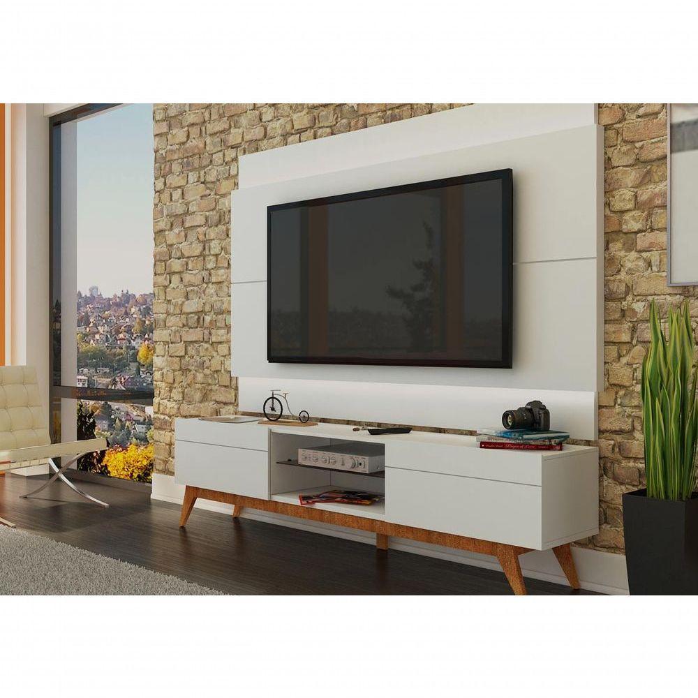 Rack Com Painel Para Tv 55 Polegadas Branco Classic 2g 1.8 Com Led - Imcal Móveis - 3