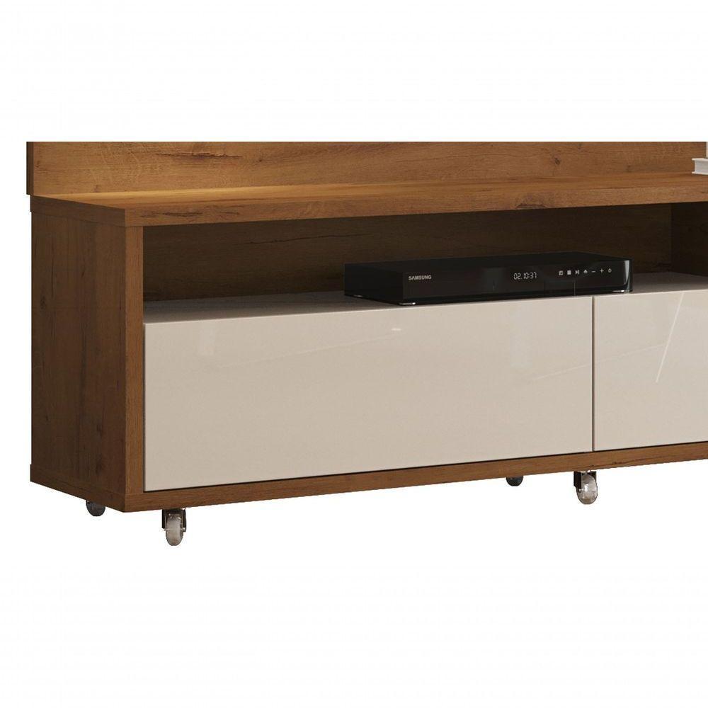 Rack Com Painel Aspen 2.2 Madeiro Canela Com Off White - Moveisaqui - 5