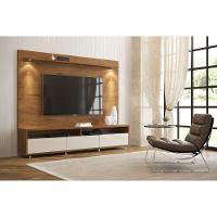 Rack Com Painel Aspen 2.2 Madeiro Canela Com Off White - Moveisaqui - 2