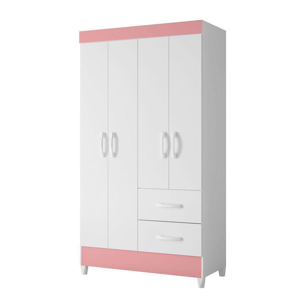 Guarda Roupa Mobi 4 Portas Biflex Branco Fosco Liso-rosa Matte - Albatroz Móveis - 2