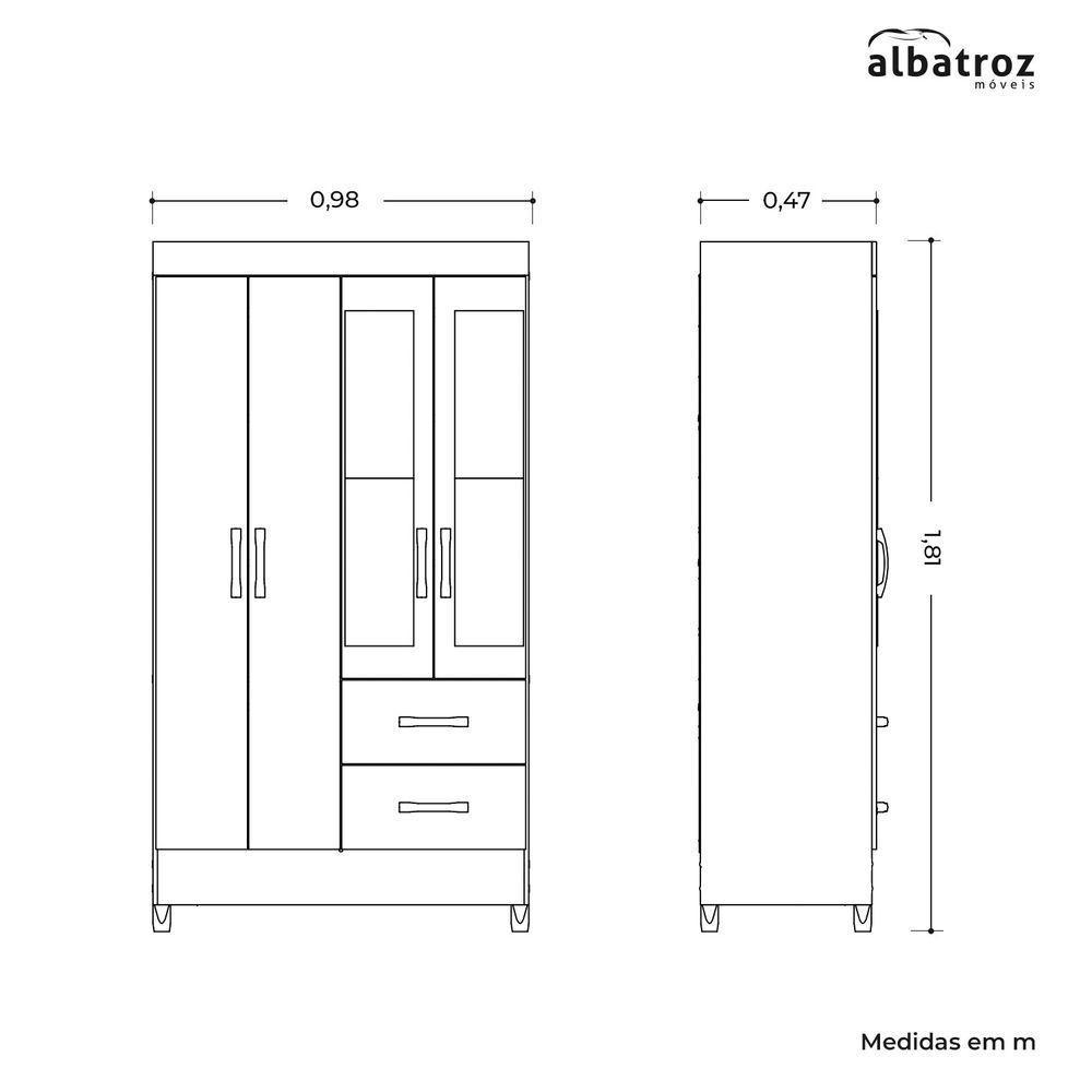 Guarda Roupa Mobi 4 Portas Biflex Branco Fosco Liso-rosa Matte - Albatroz Móveis - 7