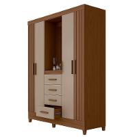 Guarda Roupa Atenas Quarto Casal 4 Portas 4 Gavetas Espelho Carvalho Com Fendi - 5