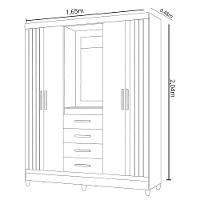 Guarda Roupa Atenas Quarto Casal 4 Portas 4 Gavetas Espelho Carvalho Com Fendi - 6