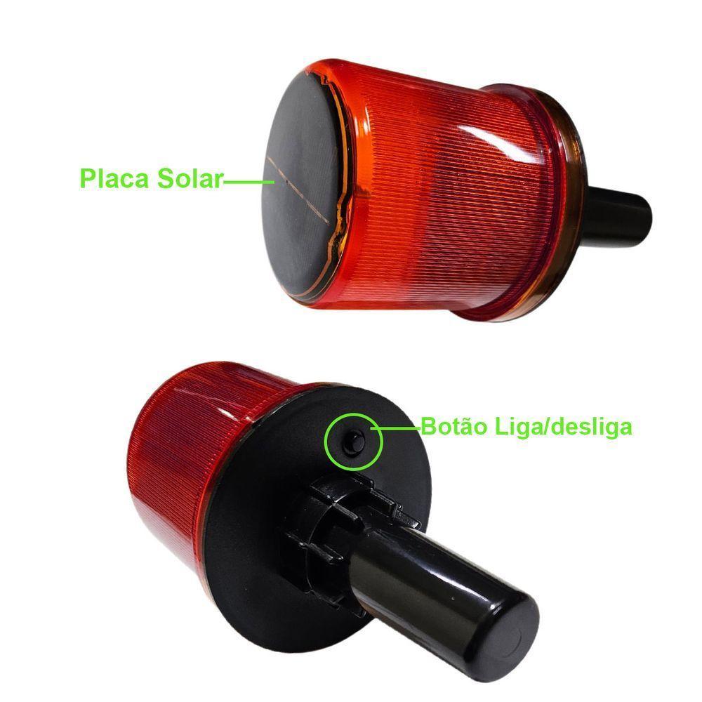 Sinalizador Solar Viario Estrada Obra Rodovia Transito Avenida Emergencia Sinalizaçao Alerta Acidente Segurança - 4