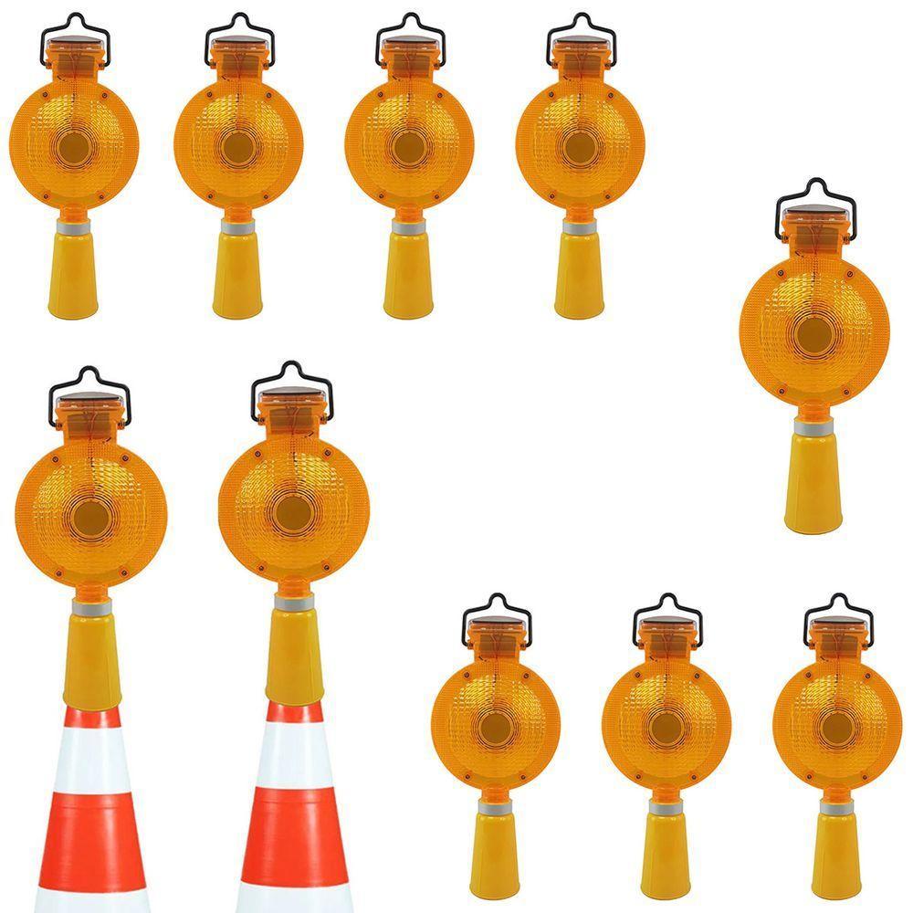 Sinalizador Viario Solar Sinalizaçao Kit 11 Uni Cone Obra Pista Estrada Rua Iluminaçao Segurança Fiscalizaçao Chuva - 1