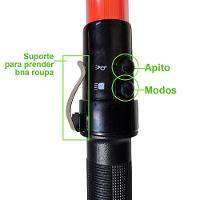 Bastao Sinalizador Viario Apito Grande Emergencia Transito Obra Balizador Estacionamento Frentista Manobrista Segurança - 3