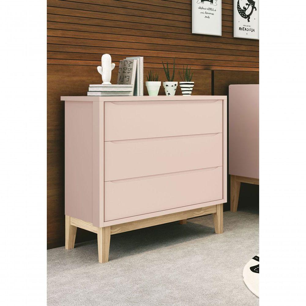 Cômoda Gaveteiro Classic New Rosa Fosco Com Natural - Moveisaqui - 2
