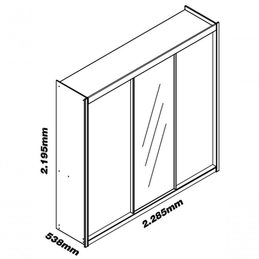 Guarda-roupa Com Espelho 3 Portas Royale Preto - Gelius Móveis - 6