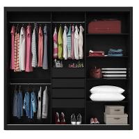 Guarda-roupa Com Espelho 3 Portas Royale Preto - Gelius Móveis - 5
