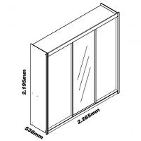 Guarda-roupa Com Espelho 3 Portas Royale Preto - Gelius Móveis - 6