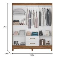 Guarda Roupa Roupeiro Casal Panama 6 Portas 2 Gavetas Naturale Com Branco - Moval - 2