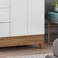 Guarda Roupa Roupeiro Casal Panama 6 Portas 2 Gavetas Naturale Com Branco - Moval - 5